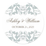fatfatin Floral Flourish Blue Grey Wedding Sticker