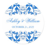 fatfatin Floral Flourish Blue Wedding Sticker