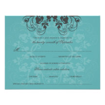 fatfatin Floral Flourish Charcoal Peacock RSVP Car Invitation