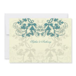 fatfatin Floral Flourish Peacock Blue Wedding Invi Personalized Announcements