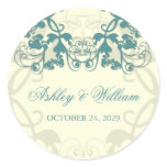 fatfatin Floral Flourish Peacock Wedding Sticker