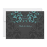 fatfatin Floral Flourish Teal Wedding Invitation
