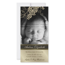 fatfatin Floral Paisley Birth Announcement Photo C Customized Photo Card