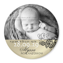 fatfatin Floral Paisley Black Birth Announcement