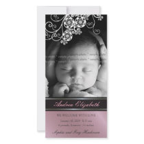fatfatin Floral Paisley Photo Birth Announcement Photo Card