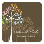 fatfatin Four Seasons Trees Brown Wedding Sticker