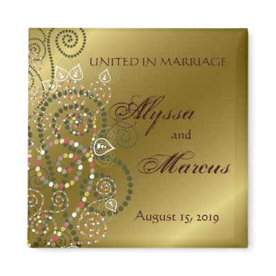 fatfatin Green Boho Spirals Gold Save The Date by fat_fa_tin