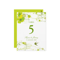 fatfatin Green Hibiscus Swirls Table Number Card