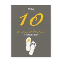 fatfatin Hibiscus Flip Flops Table Number Card