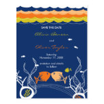 fatfatin Kissing Fish + Coral Wave 2 Save The Date Postcards