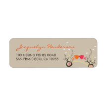 fatfatin Kissing Fishes Coral Sea Wedding Labels