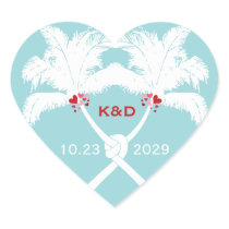 fatfatin Knotted Palm Trees Hearts Wedding Sticker