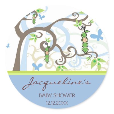 fatfatin Magic Trees Baby Boy Baby Shower Stickers by fat_fa_tin