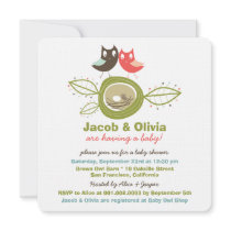 fatfatin Nesting Owl Family Baby Shower Invitation