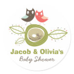 fatfatin Nesting Owl Family Baby Shower Sticker