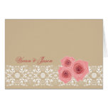 fatfatin Pink Roses Damask Lace Wedding Thank You Cards