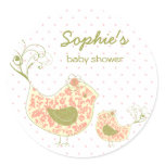 fatfatin Pink Swirly Mom & Baby Bird Sticker