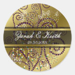 fatfatin Purple Boho Spirals Gold Wedding Stickers stickers