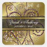 fatfatin Purple Boho Spirals Gold Wedding Stickers stickers