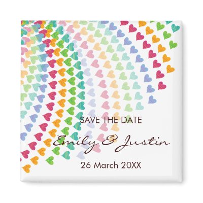 fatfatin Rainbow Heart Sprinkles Save The Date by fat_fa_tin