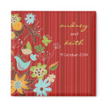 fatfatin Red Floral Garden Save The Date Magnet