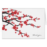 fatfatin Red Sakuras Flower Zen Thank You Card