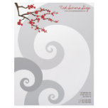 fatfatin Red Sakuras Zen Swirls Letterhead