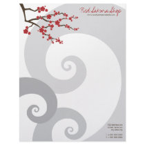 fatfatin Red Sakuras Zen Swirls Letterhead