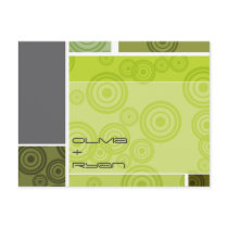 fatfatin Retro Circles Blocks Green Save The Date Post Card