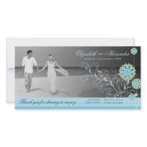 fatfatin Snow Flower Swirls Blue Thank You Photo Card Template