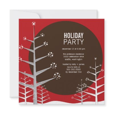 fatfatin Snow Trees Holiday Party Invitation by fat_fa_tin