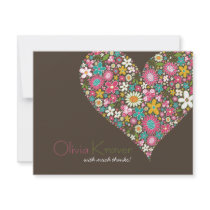 fatfatin Spring Flowers 2 Heart Thank You Card