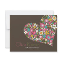 fatfatin Spring Flowers 2 Heart Thank You Card
