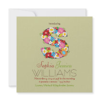 fatfatin Spring Flowers Baby Girl Announcement