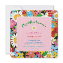 fatfatin Spring Flowers Garden Birthday Invite