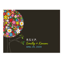 fatfatin Spring Flowers Pop Tree RSVP Postcard