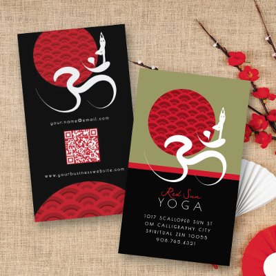 fatfatin Sun, Yoga and Om Business Card by fat_fa_tin