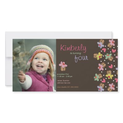 fatfatin Sweet Cherry Cupcakes Birthday Invite Personalized Photo Card by fatfatin_design