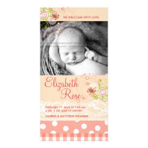 fatfatin Sweet Pink Blooms Baby Announcement Picture Card