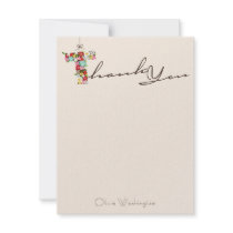 fatfatin T Spring Flowers Thank You Note Card