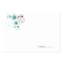 fatfatin Tropical Hibiscus Blue Wedding Place Card Business Card Template