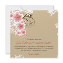 fatfatin Tropical Hibiscus Pink Wedding Invitation