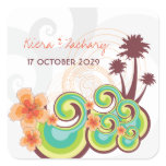 fatfatin Tropical Waves Hibiscus Wedding Stickers