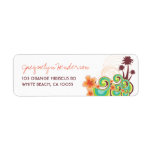 fatfatin Tropical Waves Orange Hibiscus Address La Return Address Label