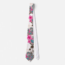 fatfatin Tropical Waves Pink Hibiscus Custom Tie
