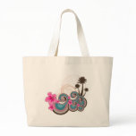 fatfatin Tropical Waves Pink Hibiscus Tote Bag
