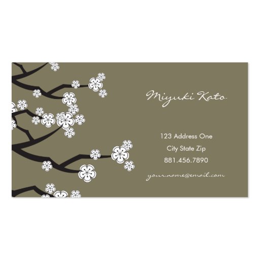 fatfatin White Sakura Flower Profile Card Business Cards