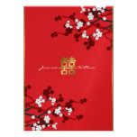 fatfatin White Sakuras Double Happiness Wedding Custom Invitation