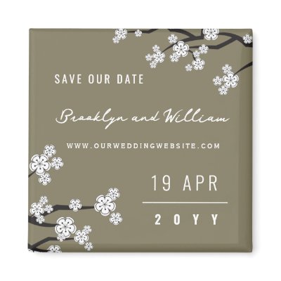fatfatin White Sakuras Save The Date Magnet by fat_fa_tin
