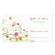 fatfatin Yellow Hibiscus Swirls Guest Place Card Business Card Template